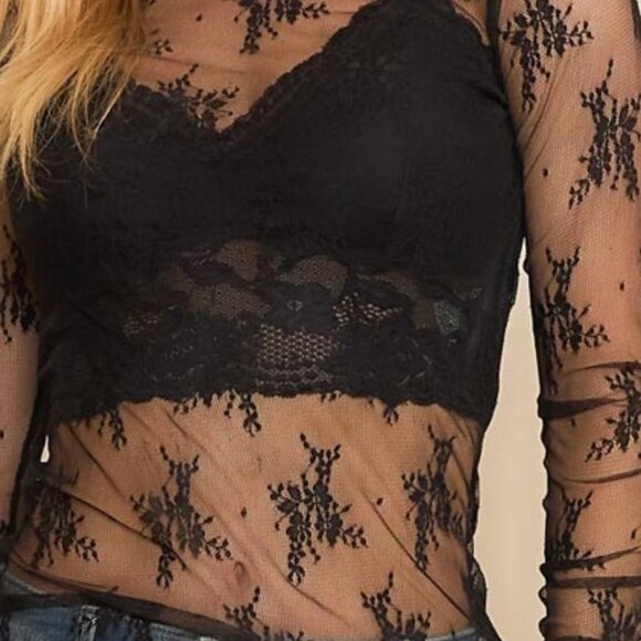 Black mesh lace top without bralette - Picture 5 of 7